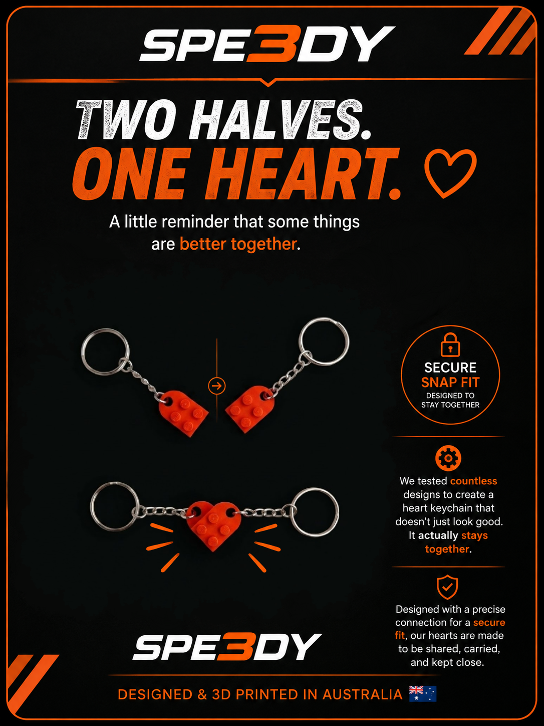 Heart Brick 2-Piece Connecting Keychain